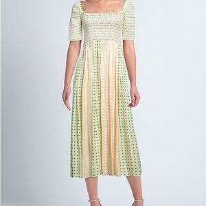 Tory Burch Cream and Green Midi Dress